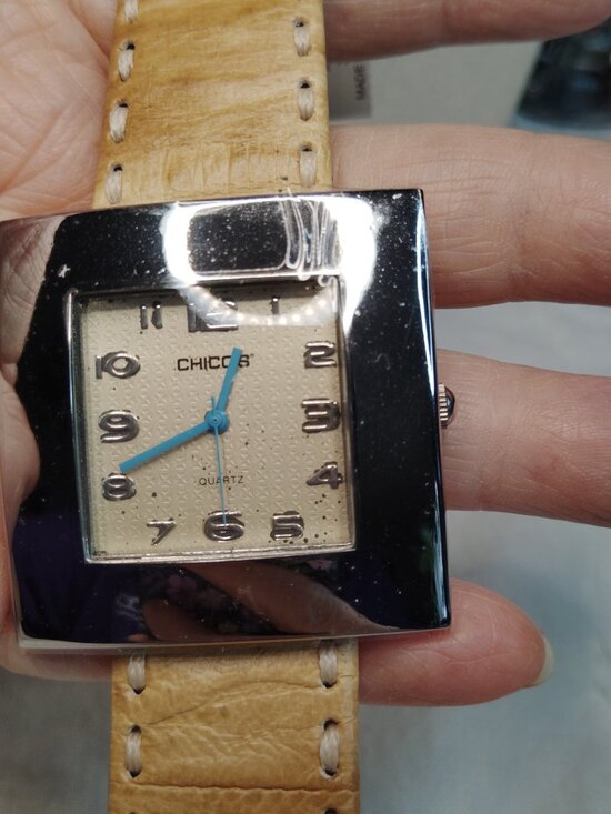 Chico’s “A” Series Quartz Watch • Square Silver Case • Camel Leather Band main image 8